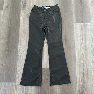 3/27$ Old Navy Girls Black Flare Faux Leather Pants size 8